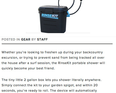Hi Consumption Features RinseKit